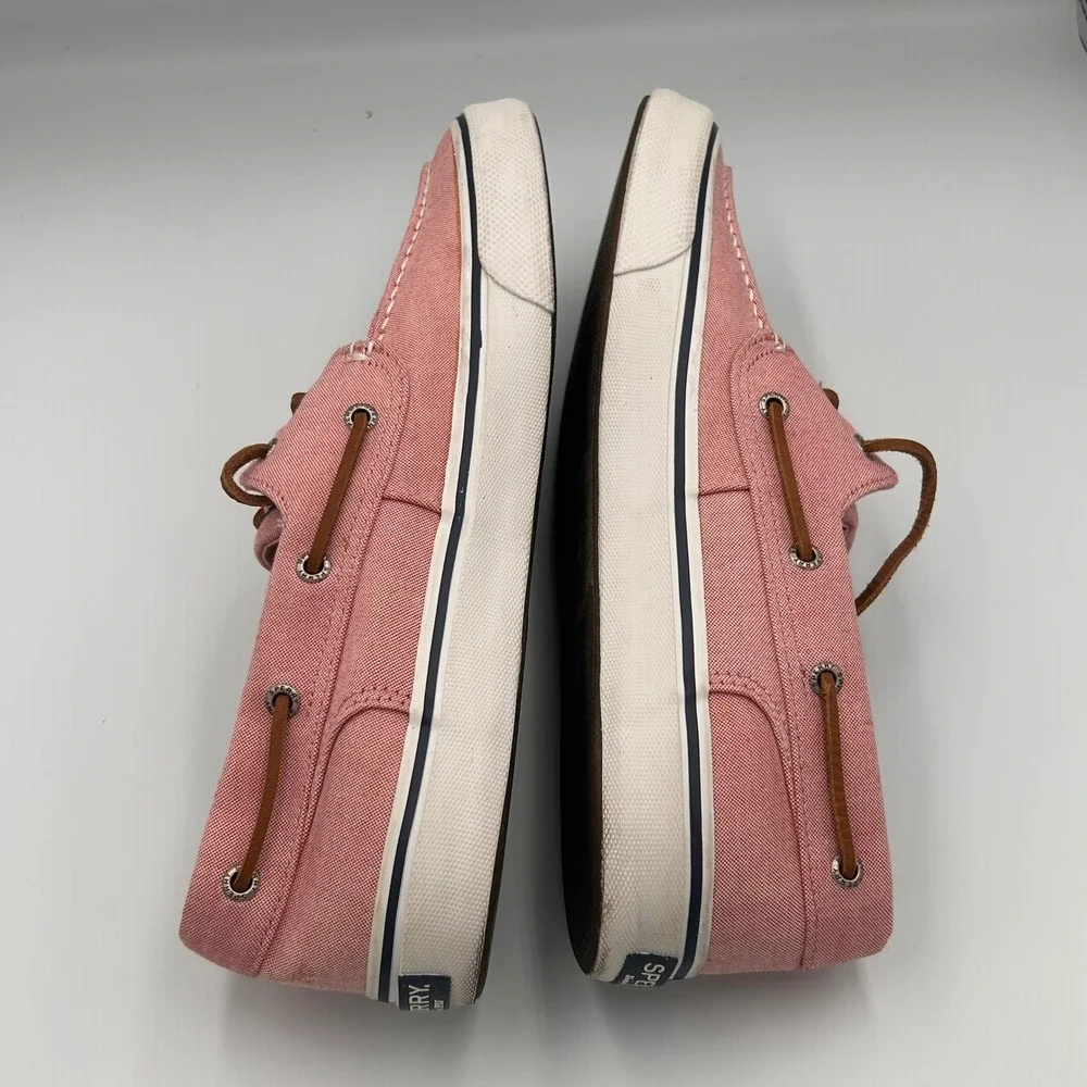 Sperry Bahama II Mens 11.5 Salmon Pink Canvas Boat Shoe Sneakers Top Sider